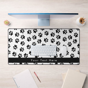 Pattern Of Paws, Dog Paws, Cat Paws, Black Paws Desk Mat