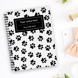 Pattern Of Paws, Dog Paws, Cat Paws, Black Paws Notebook