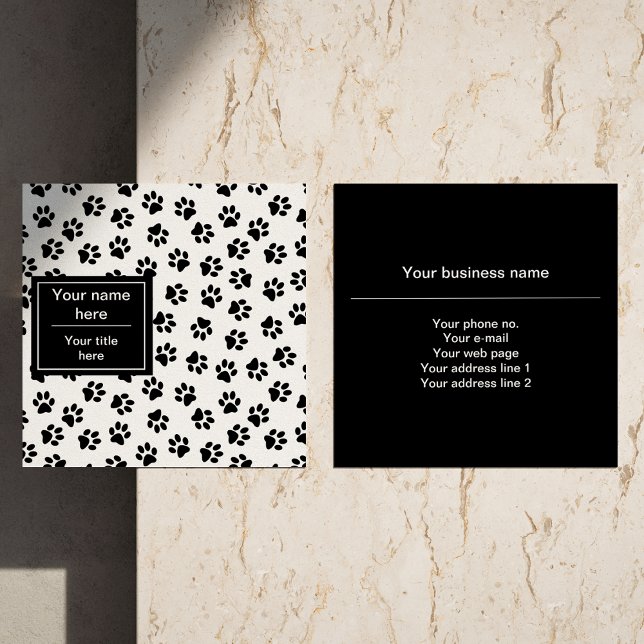 Pattern Of Paws, Dog Paws, Cat Paws, Black Paws Square Business Card (Creator Uploaded)