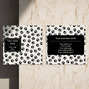 Pattern Of Paws, Dog Paws, Cat Paws, Black Paws Square Business Card