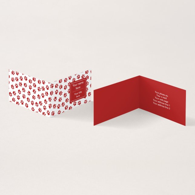 Pattern Of Paws, Dog Paws, Cat Paws, Red Paws Business Card (Inside and Outside)