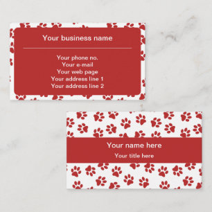 Pattern Of Paws, Dog Paws, Cat Paws, Red Paws Business Card
