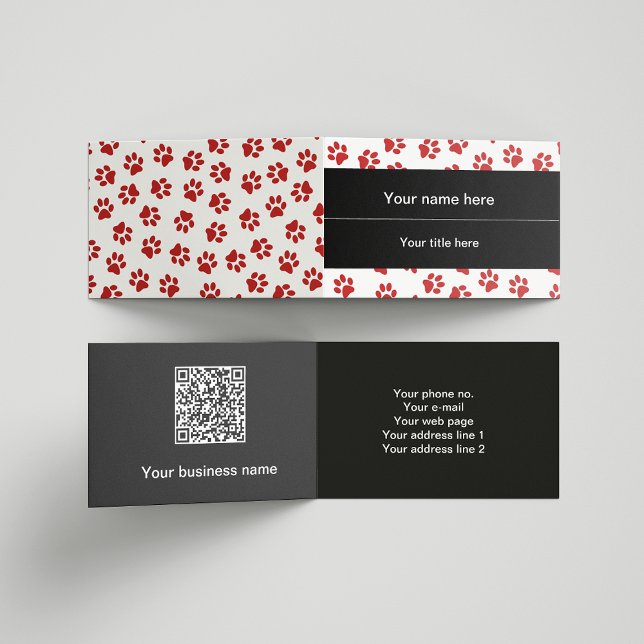 Pattern Of Paws, Dog Paws, Cat Paws, Red Paws Business Card (Creator Uploaded)