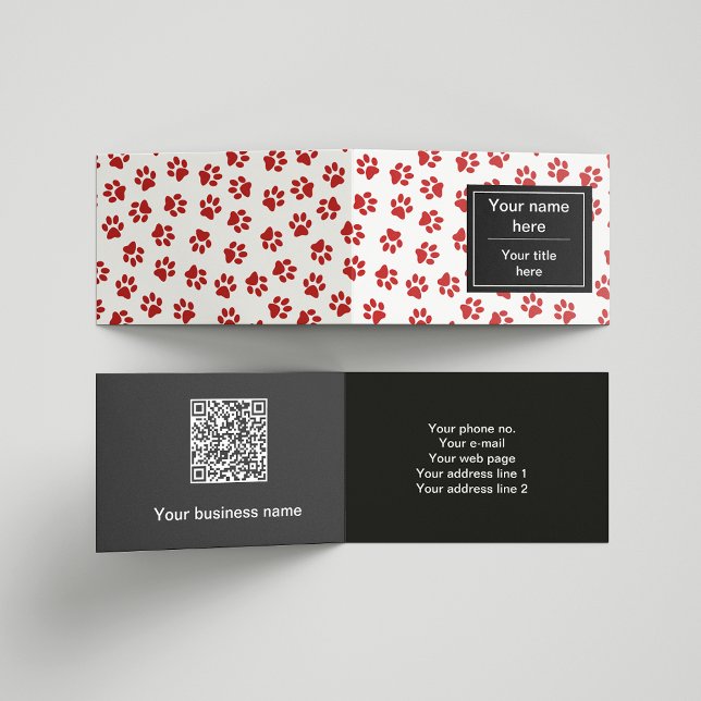 Pattern Of Paws, Dog Paws, Cat Paws, Red Paws Business Card (Creator Uploaded)