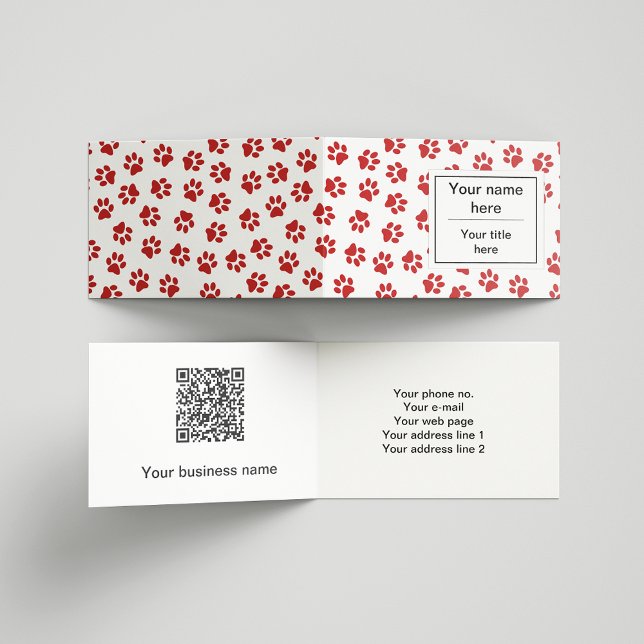 Pattern Of Paws, Dog Paws, Cat Paws, Red Paws Business Card (Creator Uploaded)
