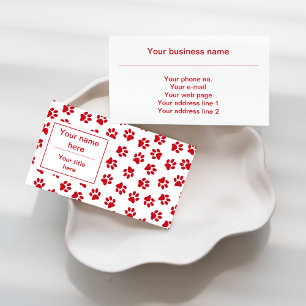 Pattern Of Paws, Dog Paws, Cat Paws, Red Paws Business Card