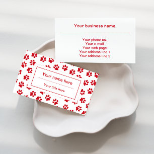 Pattern Of Paws, Dog Paws, Cat Paws, Red Paws Business Card