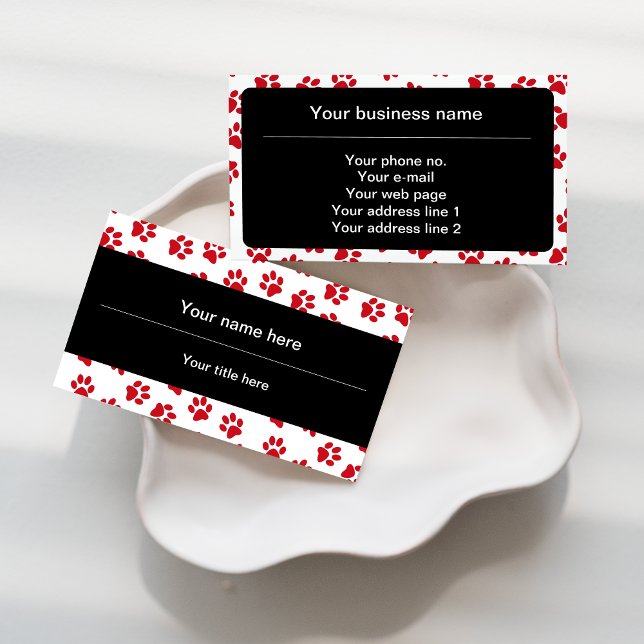Pattern Of Paws, Dog Paws, Cat Paws, Red Paws Business Card (Creator Uploaded)