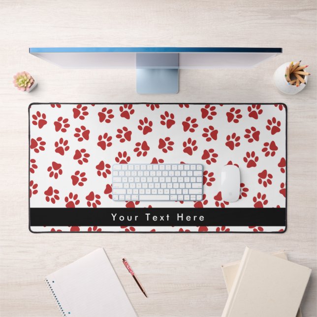 Pattern Of Paws, Dog Paws, Cat Paws, Red Paws Desk Mat (Office 1)