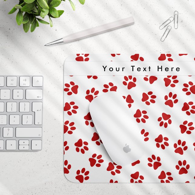 Pattern Of Paws, Dog Paws, Cat Paws, Red Paws Mouse Mat (Creator Uploaded)