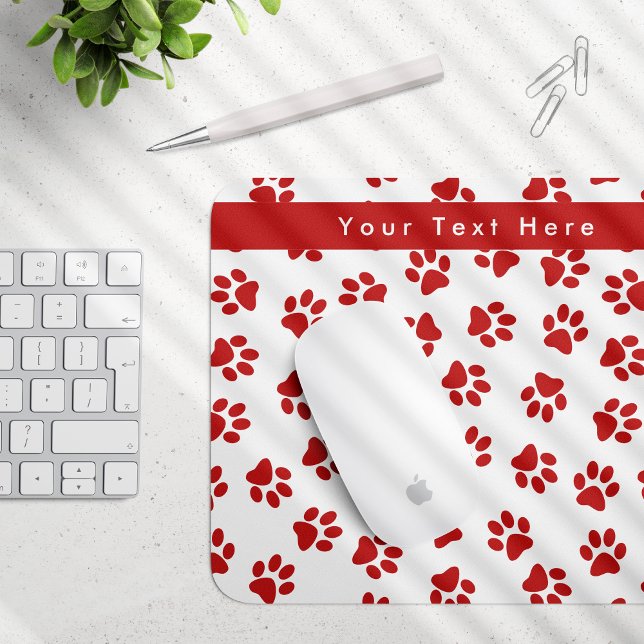Pattern Of Paws, Dog Paws, Cat Paws, Red Paws Mouse Mat (Creator Uploaded)