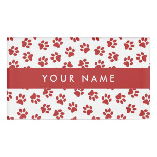Pattern Of Paws, Dog Paws, Cat Paws, Red Paws Name Tag