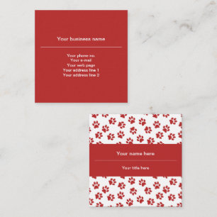 Pattern Of Paws, Dog Paws, Cat Paws, Red Paws Square Business Card