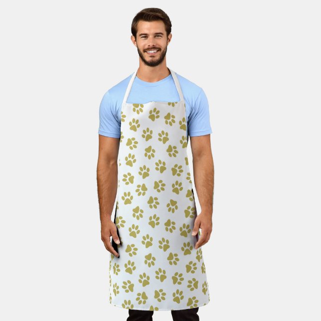 Pattern Of Paws, Dog Paws, Golden Paws Apron (Worn)