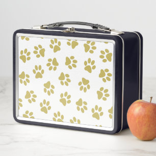 Pattern Of Paws, Dog Paws, Golden Paws Metal Lunch Box