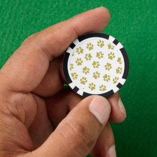 Pattern Of Paws, Dog Paws, Golden Paws Poker Chips