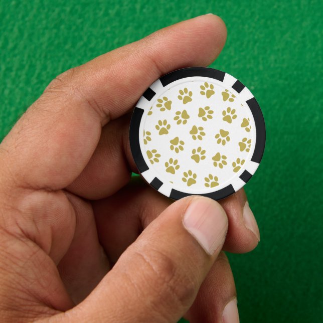 Pattern Of Paws, Dog Paws, Golden Paws Poker Chips (Hand)