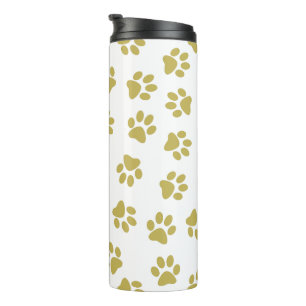 Pattern Of Paws, Dog Paws, Golden Paws Thermal Tumbler
