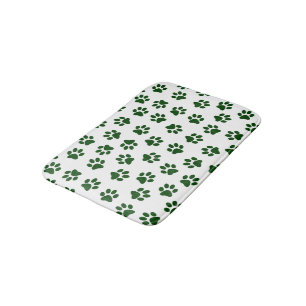 Pattern Of Paws, Dog Paws, Green Paws Bath Mat