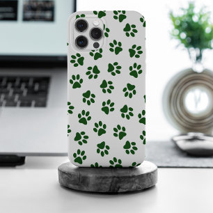 Pattern Of Paws, Dog Paws, Green Paws iPhone 15 Pro Max Case