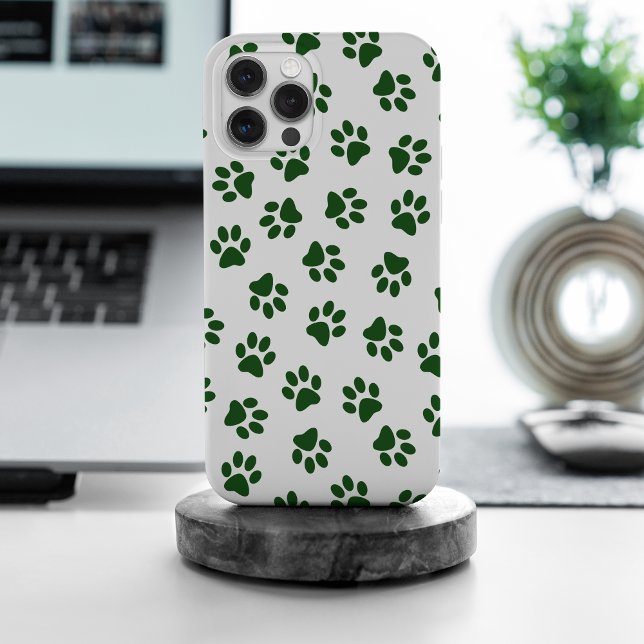 Pattern Of Paws, Dog Paws, Green Paws iPhone Case (Creator Uploaded)