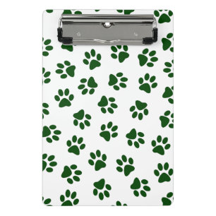 Pattern Of Paws, Dog Paws, Green Paws Mini Clipboard