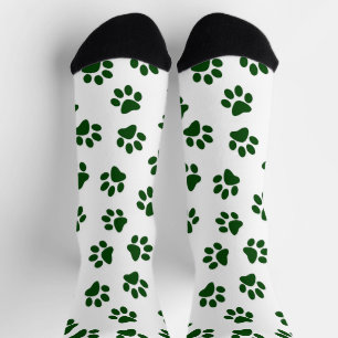 Pattern Of Paws, Dog Paws, Green Paws Socks
