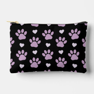 Pattern Of Paws, Dog Paws, Lilac Paws, Hearts Accessory Pouch