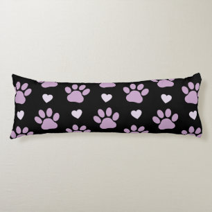 Pattern Of Paws, Dog Paws, Lilac Paws, Hearts Body Cushion