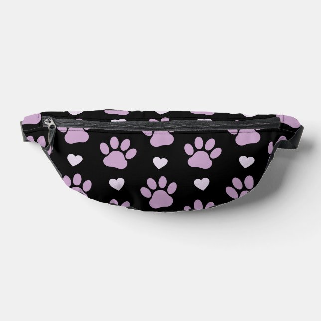 Pattern Of Paws, Dog Paws, Lilac Paws, Hearts Bum Bags (Lay Down)