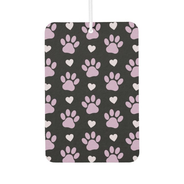 Pattern Of Paws, Dog Paws, Lilac Paws, Hearts Car Air Freshener (Front)