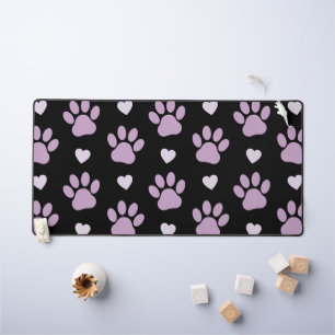 Pattern Of Paws, Dog Paws, Lilac Paws, Hearts Desk Mat