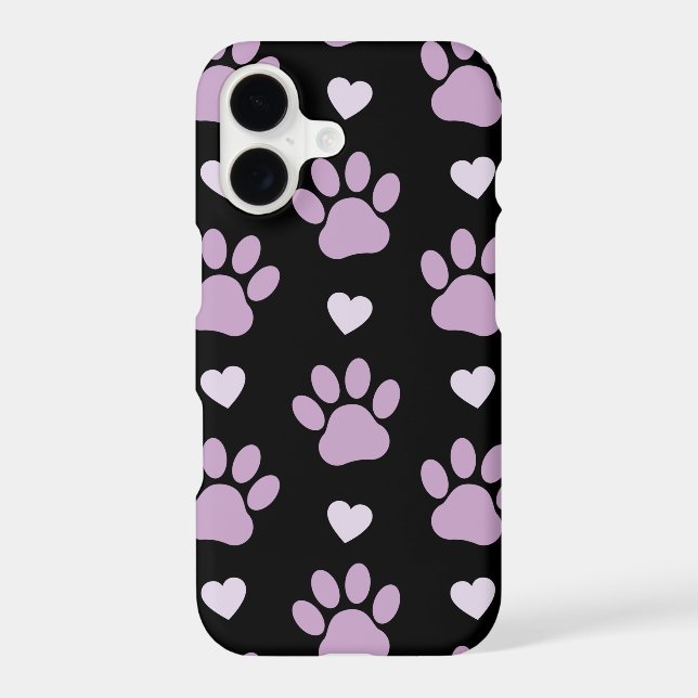 Pattern Of Paws, Dog Paws, Lilac Paws, Hearts iPhone Case (Back)