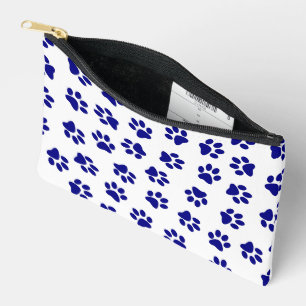 Pattern Of Paws, Dog Paws, Navy Blue Paws Accessory Pouch