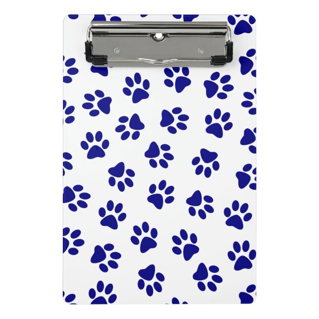 Pattern Of Paws, Dog Paws, Navy Blue Paws Mini Clipboard (Front)