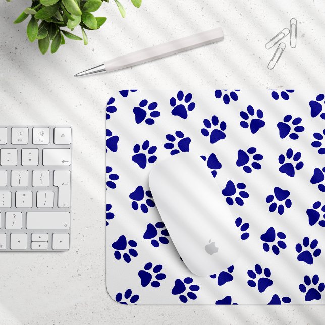 Pattern Of Paws, Dog Paws, Navy Blue Paws Mouse Mat (Creator Uploaded)