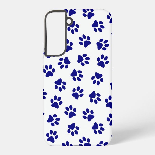 Pattern Of Paws, Dog Paws, Navy Blue Paws Samsung Galaxy S22+ Case (Back)