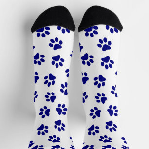 Pattern Of Paws, Dog Paws, Navy Blue Paws Socks