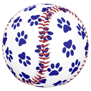 Pattern Of Paws, Dog Paws, Navy Blue Paws Softball