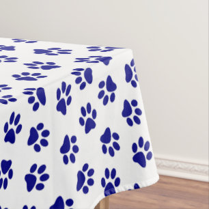 Pattern Of Paws, Dog Paws, Navy Blue Paws Tablecloth