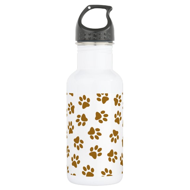 Pattern Of Paws, Dog Paws, Orange Gold Paws 532 Ml Water Bottle (Front)