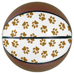 Pattern Of Paws, Dog Paws, Orange Gold Paws Basketball