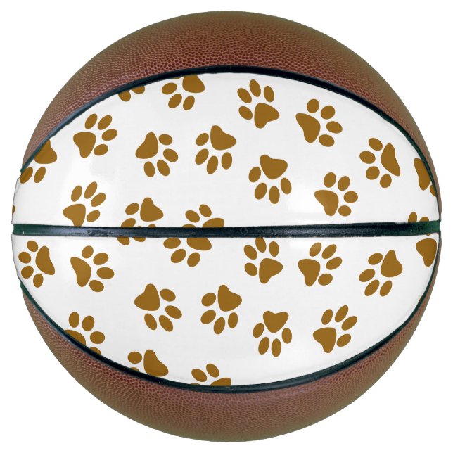 Pattern Of Paws, Dog Paws, Orange Gold Paws Basketball (Front)