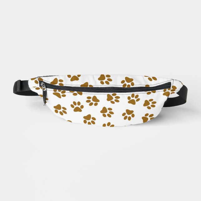 Pattern Of Paws, Dog Paws, Orange Gold Paws Bum Bags (Front)