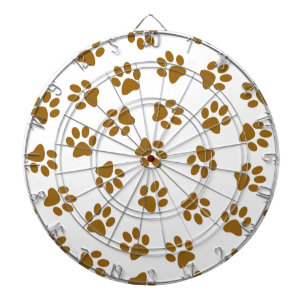Pattern Of Paws, Dog Paws, Orange Gold Paws Dartboard