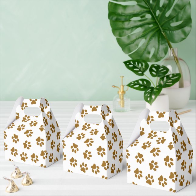 Pattern Of Paws, Dog Paws, Orange Gold Paws Favour Box (Multiple)