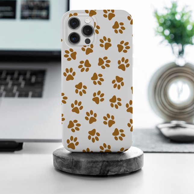 Pattern Of Paws, Dog Paws, Orange Gold Paws iPhone Case (Creator Uploaded)