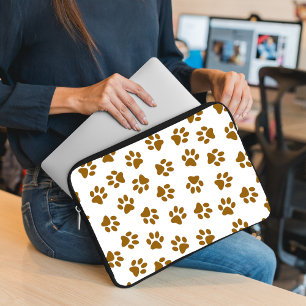 Pattern Of Paws, Dog Paws, Orange Gold Paws Laptop Sleeve