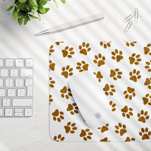 Pattern Of Paws, Dog Paws, Orange Gold Paws Mouse Mat