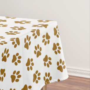 Pattern Of Paws, Dog Paws, Orange Gold Paws Tablecloth
